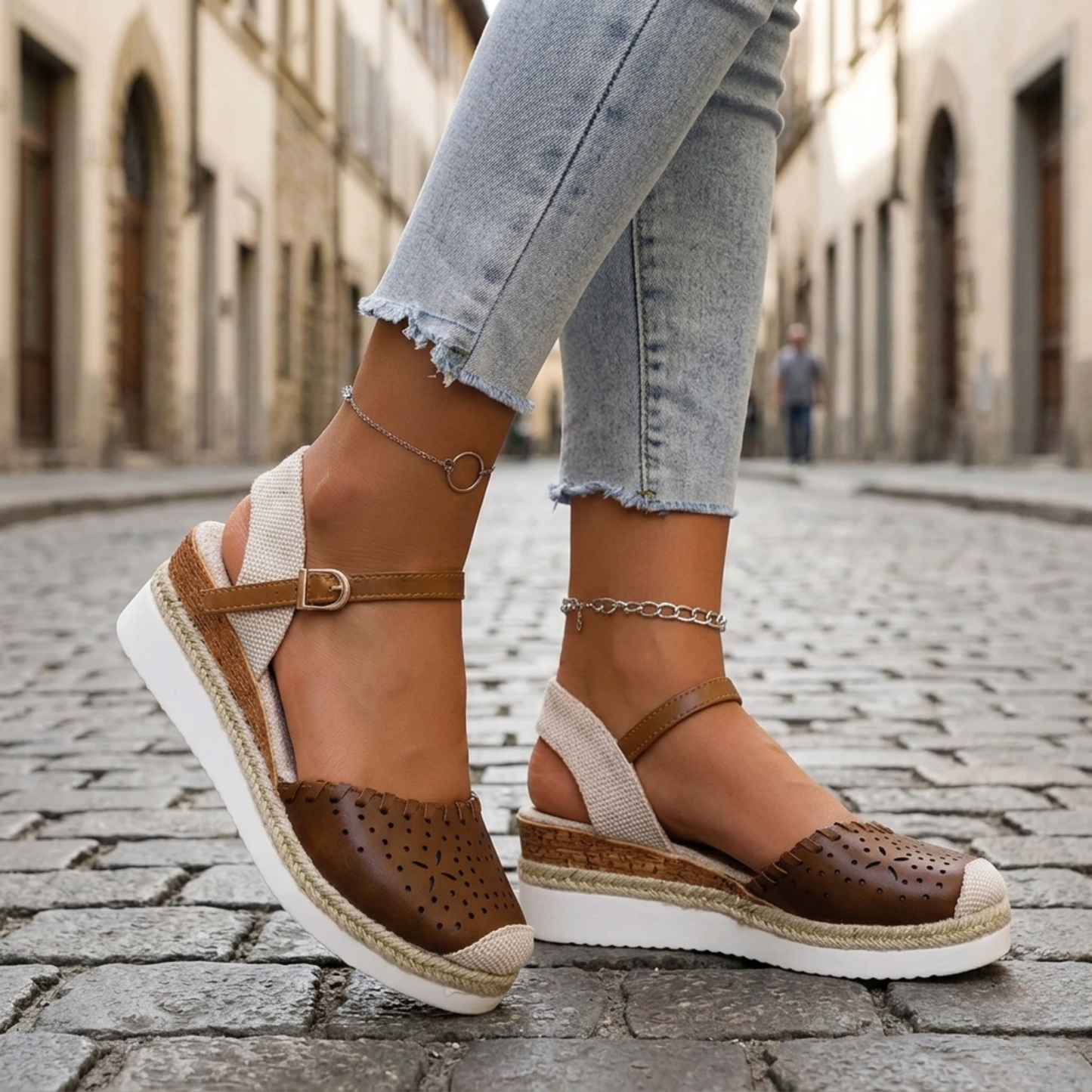 Comfortable Summer Wedge Sandals with Ankle Strap