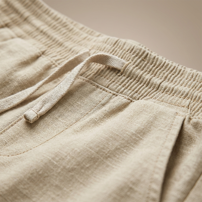 Comfortable Linen Pants Elastic Waist Straight Leg Pants
