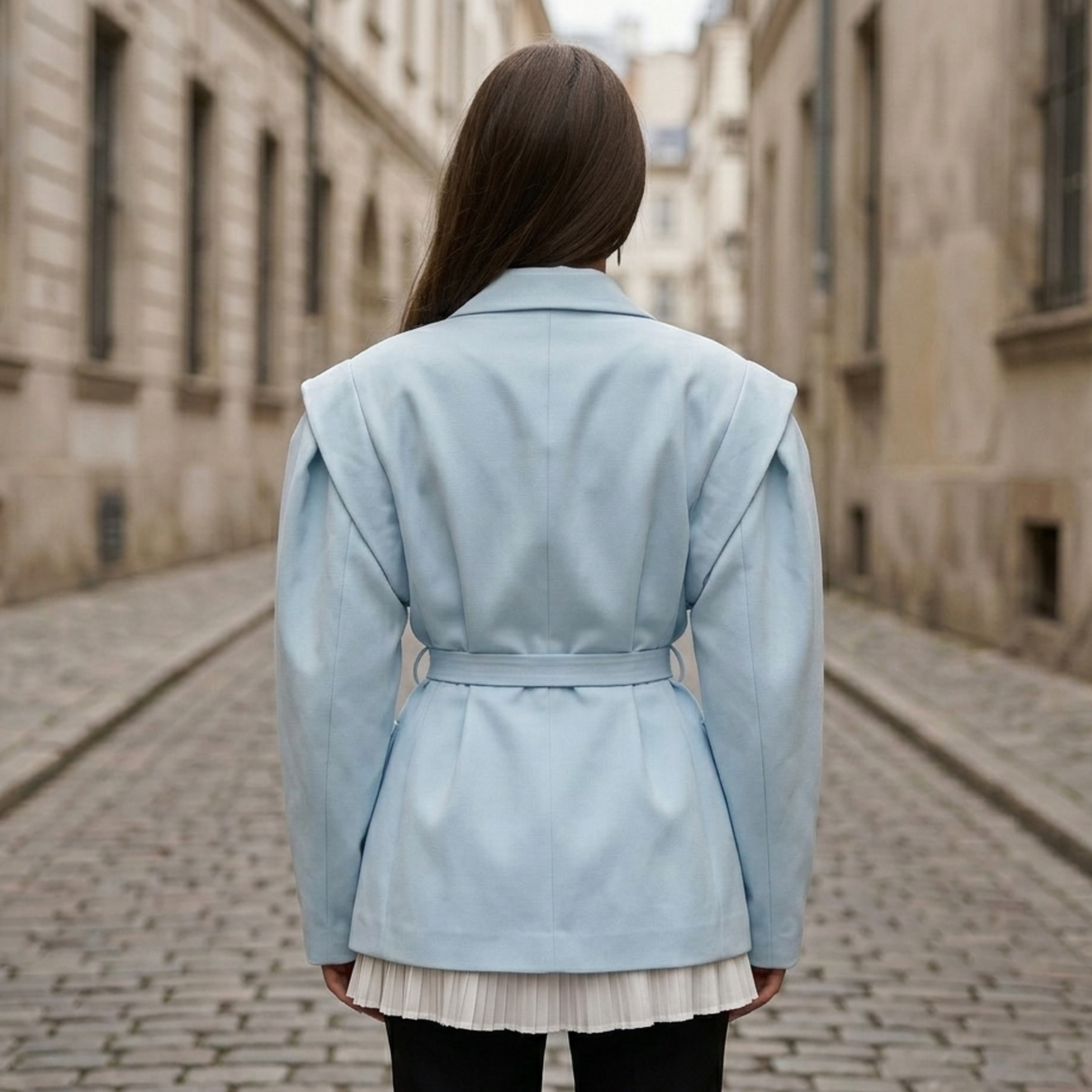 Ladies Fit Long Coat Belted Jacket