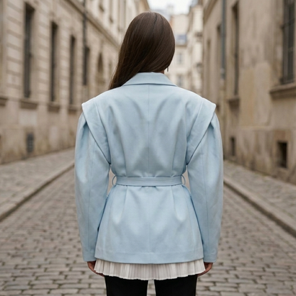 Ladies Fit Long Coat Belted Jacket