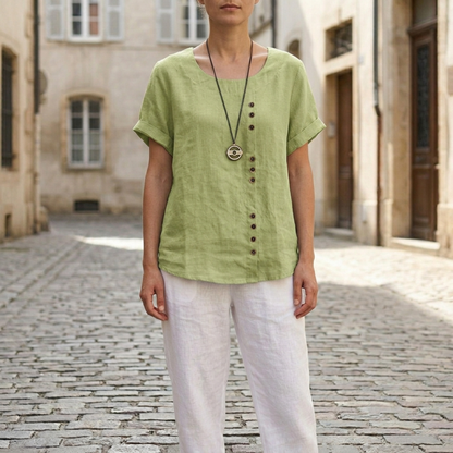 Casual Women's Relaxed Fit Short Sleeve Blouse Top