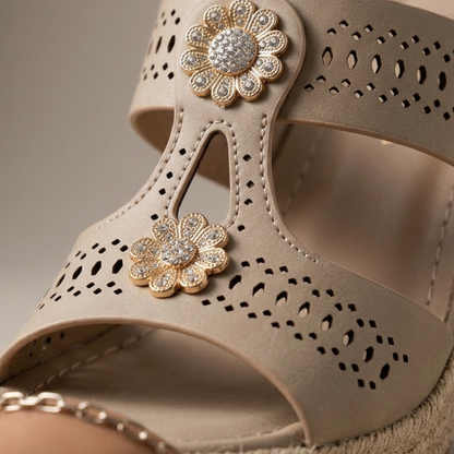 Comfortable Walking Sandals with Low Heel Open Toe