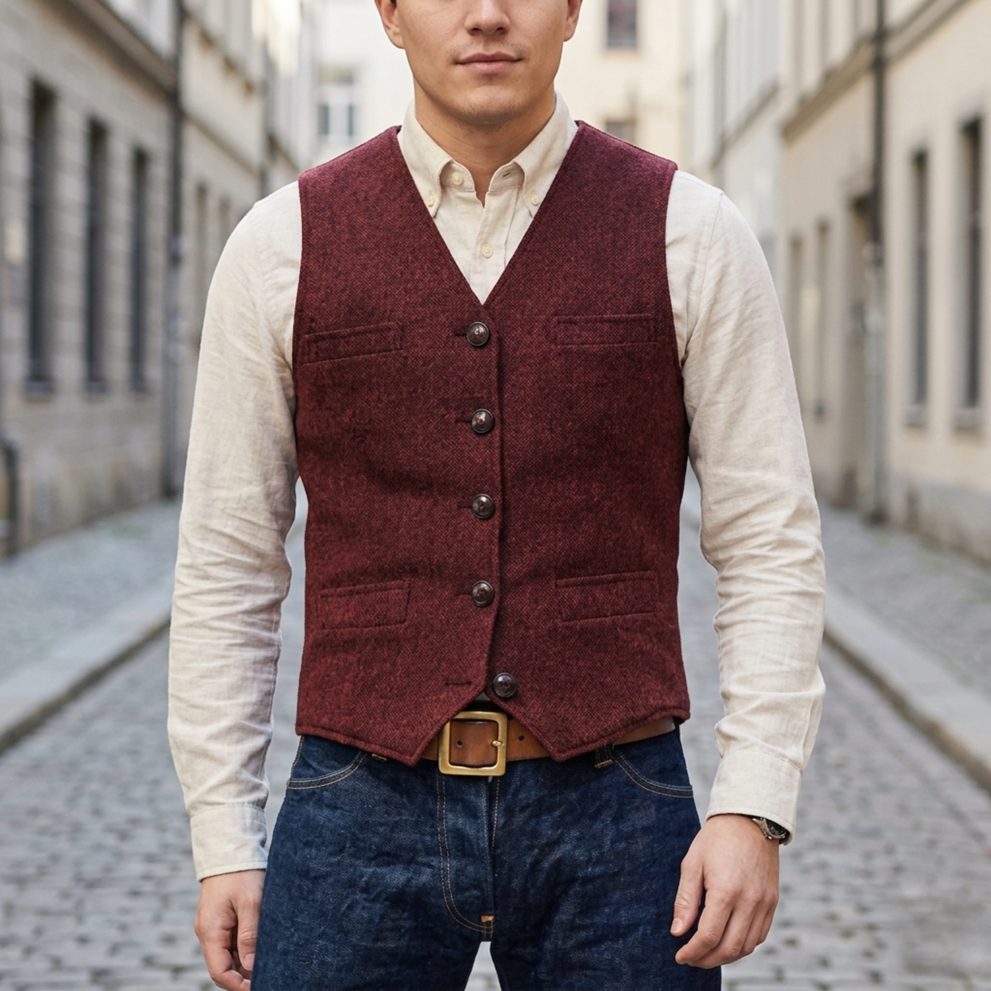 Stylish Mens Button Front Waistcoat Vest