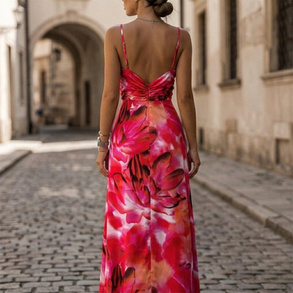 Long Sleeveless V Neck Summer Dress for Women