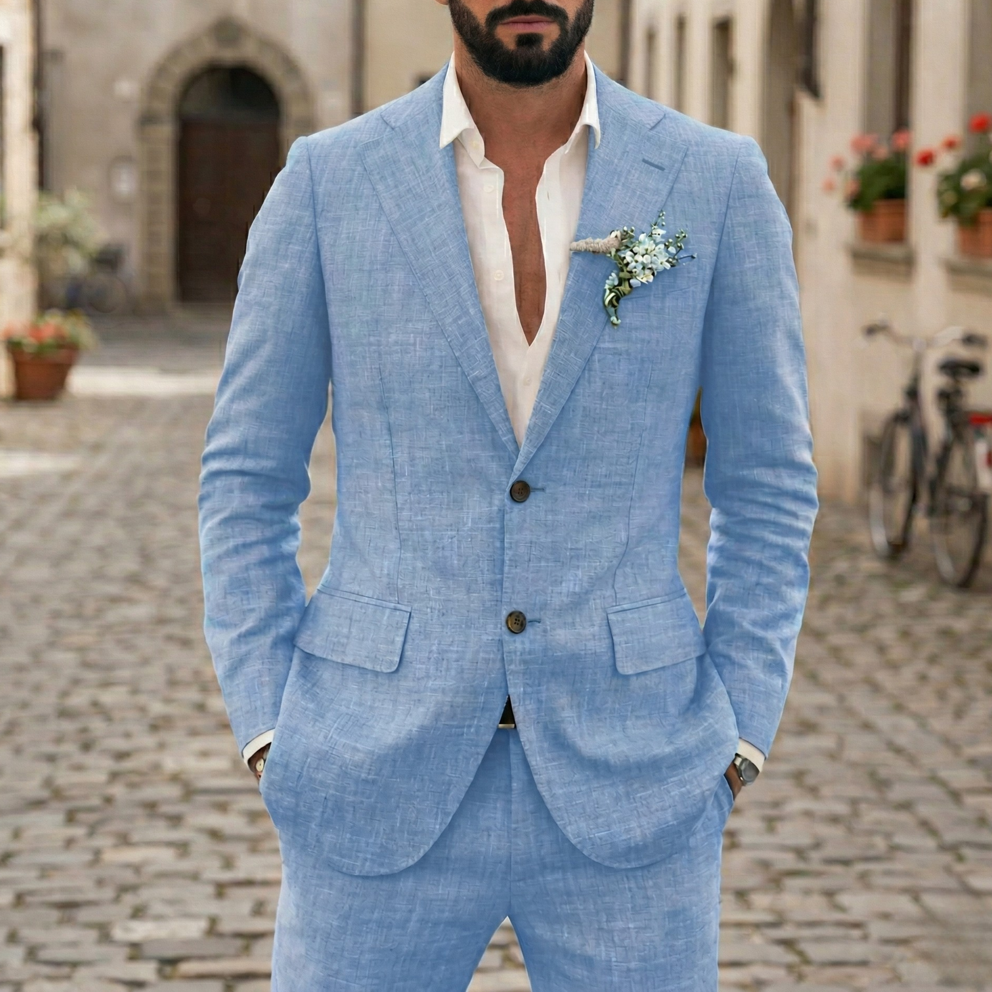 Classic Fit Men's 2 Piece Business Suit Jacket Set - OutfitLondon