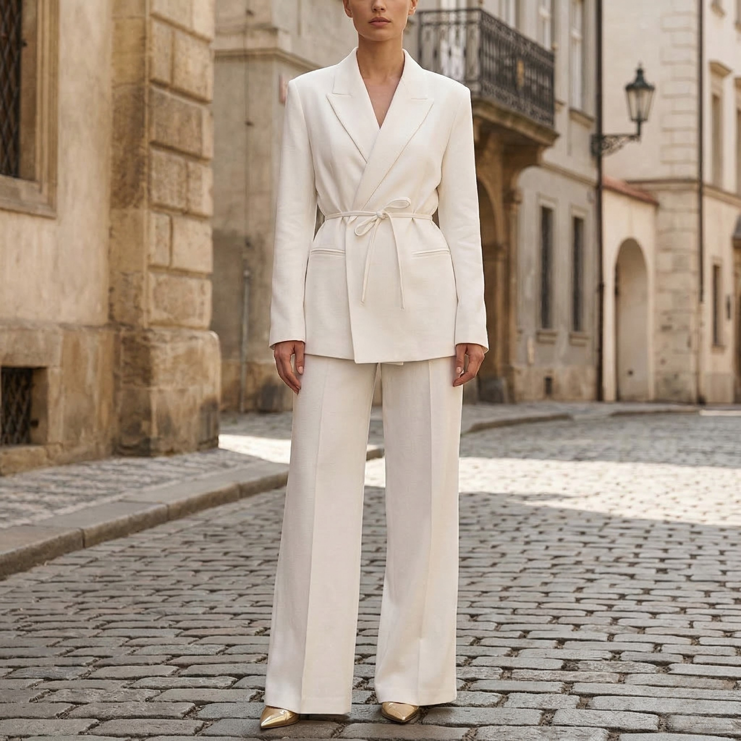 Classic White Two Piece Business Suit Set - OutfitLondon
