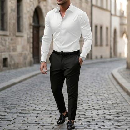 Slim Fit Men's Long Sleeve Button Down Dress Shirt