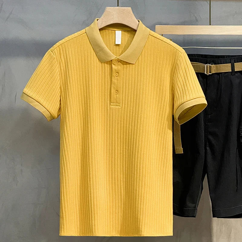 Timeless Mens Striped Polo Shirt – Retro Style Tops