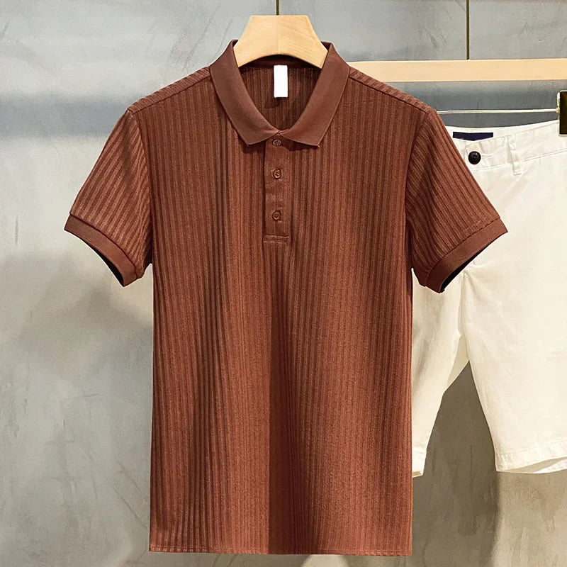 Timeless Mens Striped Polo Shirt – Retro Style Tops