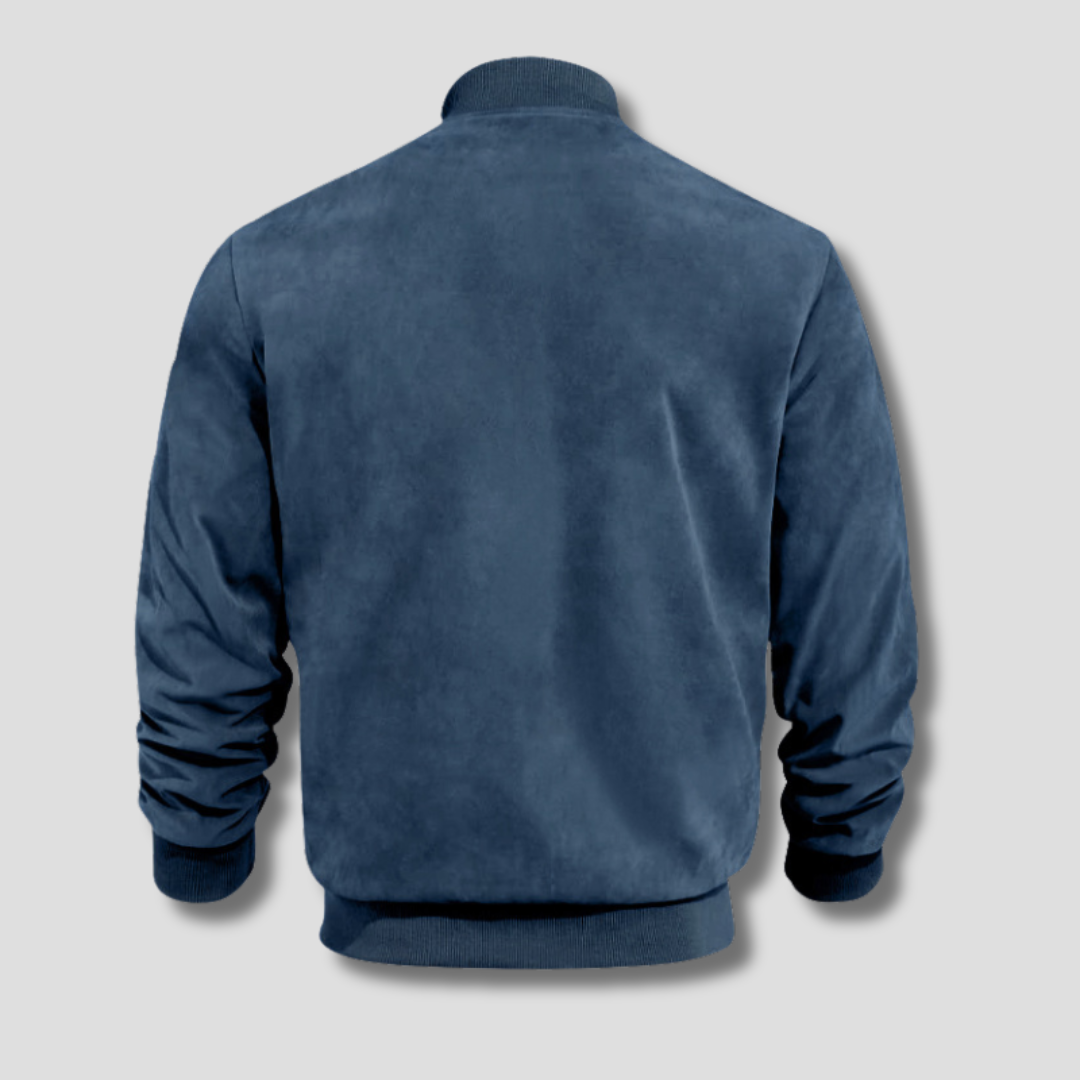 Men's Warm Winter Bomber Jacket with Ribbed Details