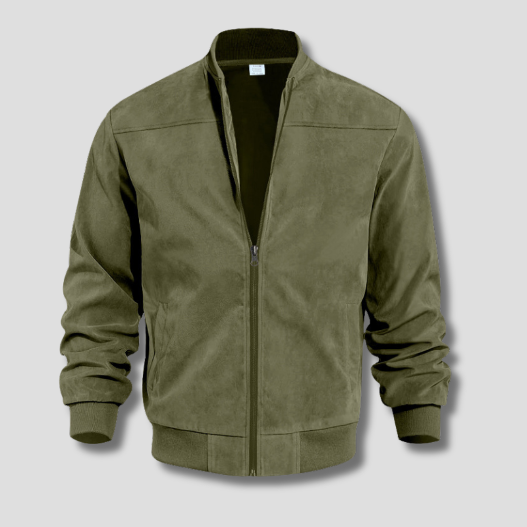 Men's Warm Winter Bomber Jacket with Ribbed Details