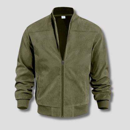 Men's Warm Winter Bomber Jacket with Ribbed Details