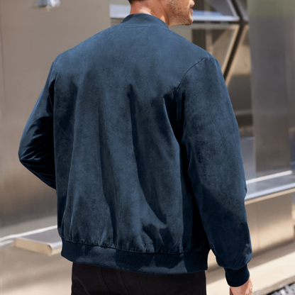 Men's Warm Winter Bomber Jacket with Ribbed Details