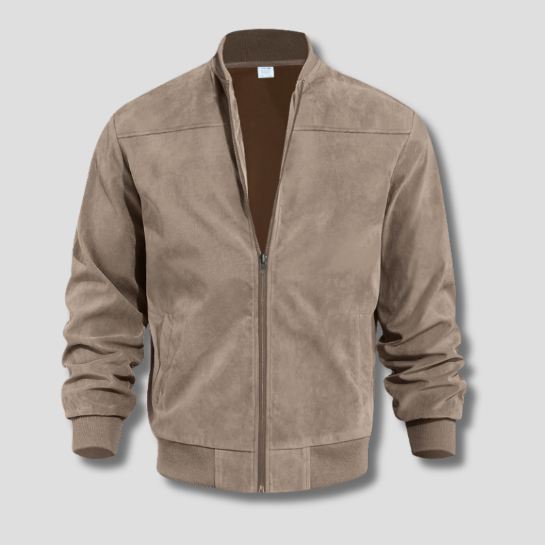 Men's Warm Winter Bomber Jacket with Ribbed Details