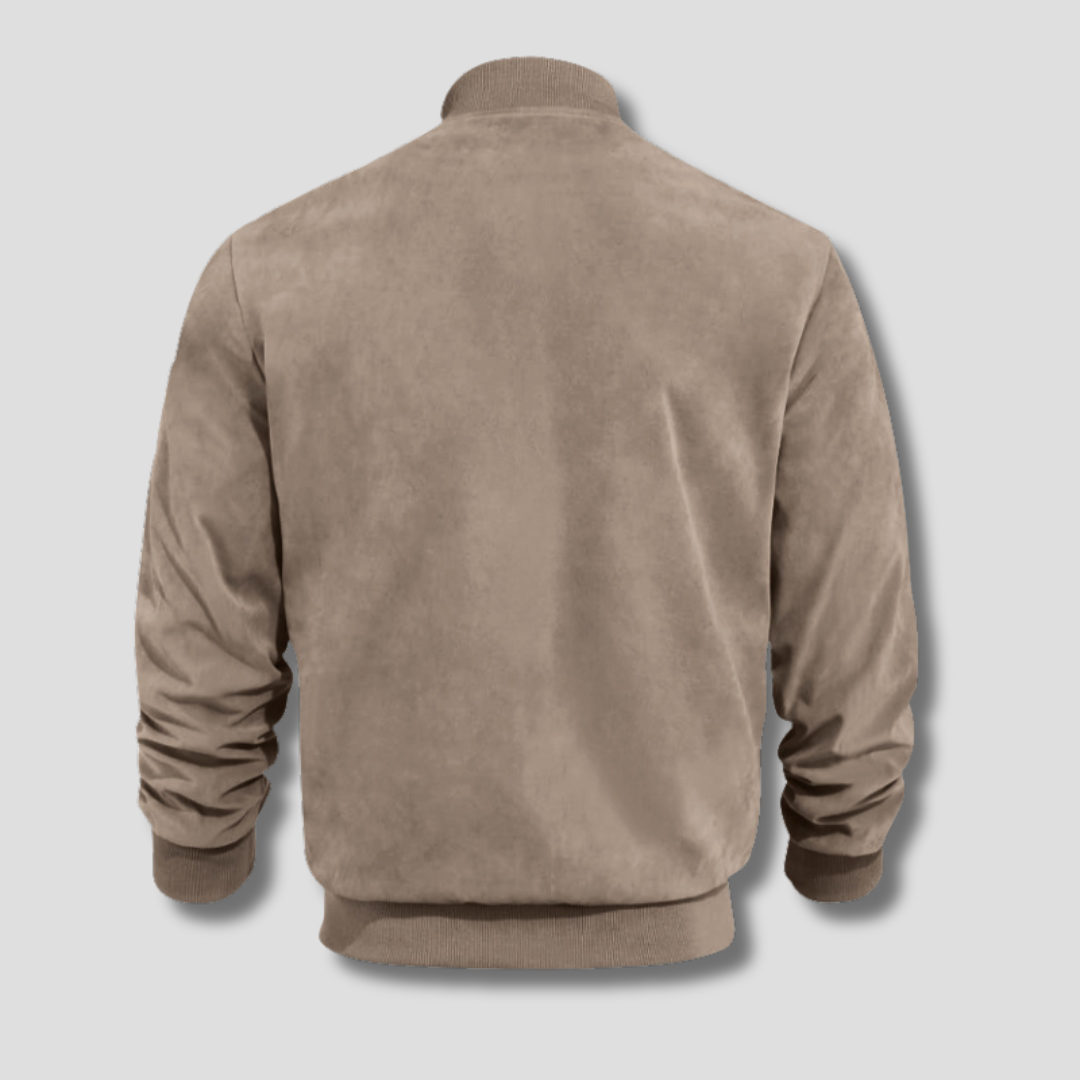 Men's Warm Winter Bomber Jacket with Ribbed Details