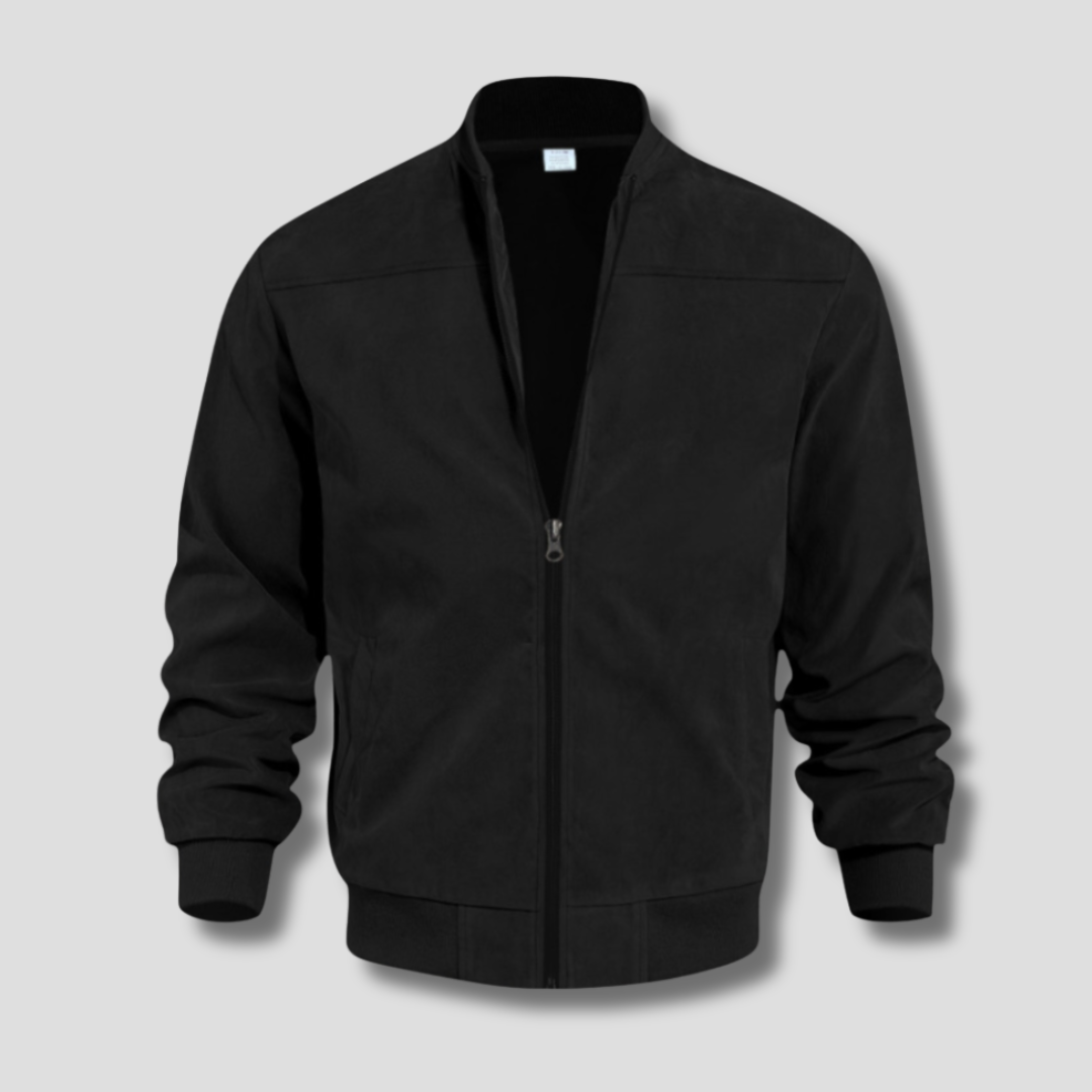 Men's Warm Winter Bomber Jacket with Ribbed Details