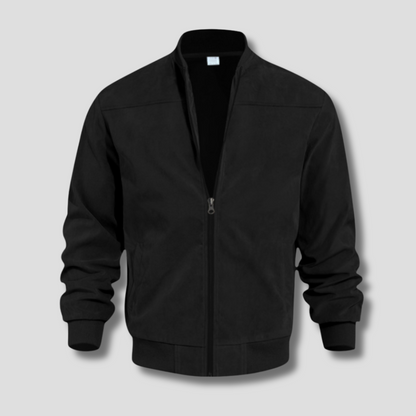 Men's Warm Winter Bomber Jacket with Ribbed Details