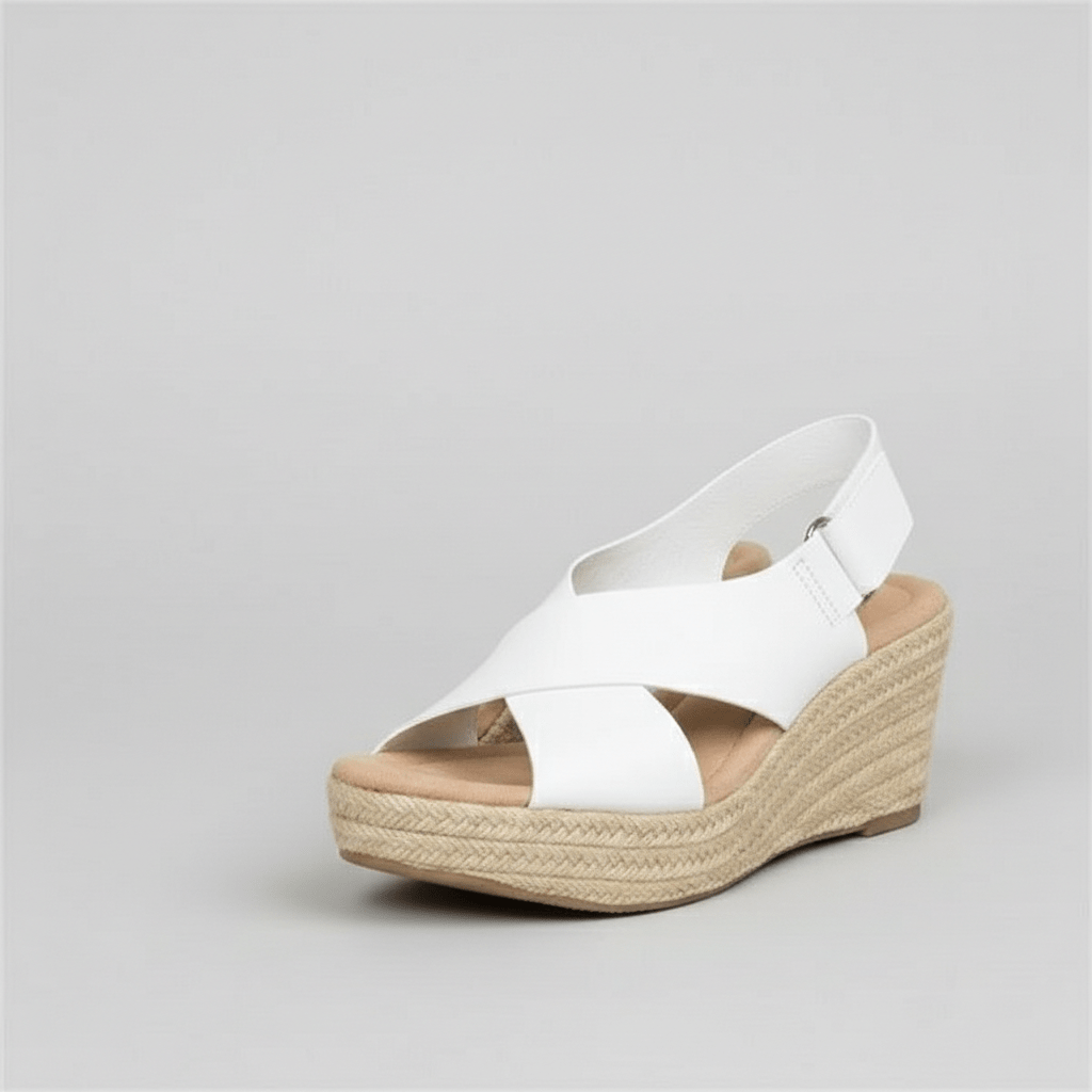 Comfortable Heel Espadrille Sandals with Cross Straps - OutfitLondon