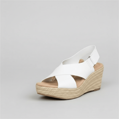 Comfortable Heel Espadrille Sandals with Cross Straps - OutfitLondon