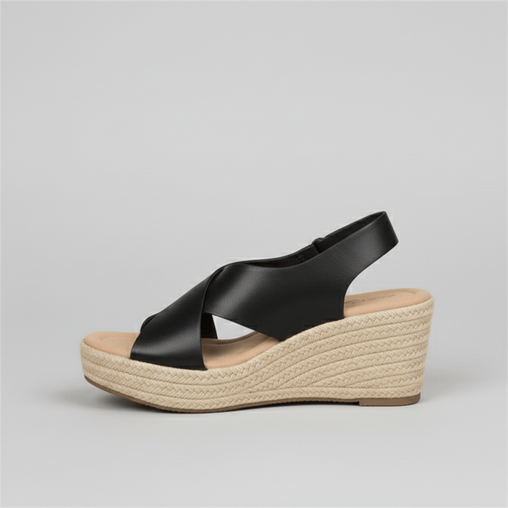 Comfortable Heel Espadrille Sandals with Cross Straps