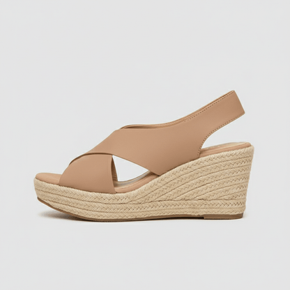 Comfortable Heel Espadrille Sandals with Cross Straps