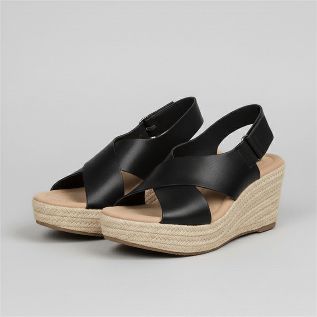 Comfortable Heel Espadrille Sandals with Cross Straps