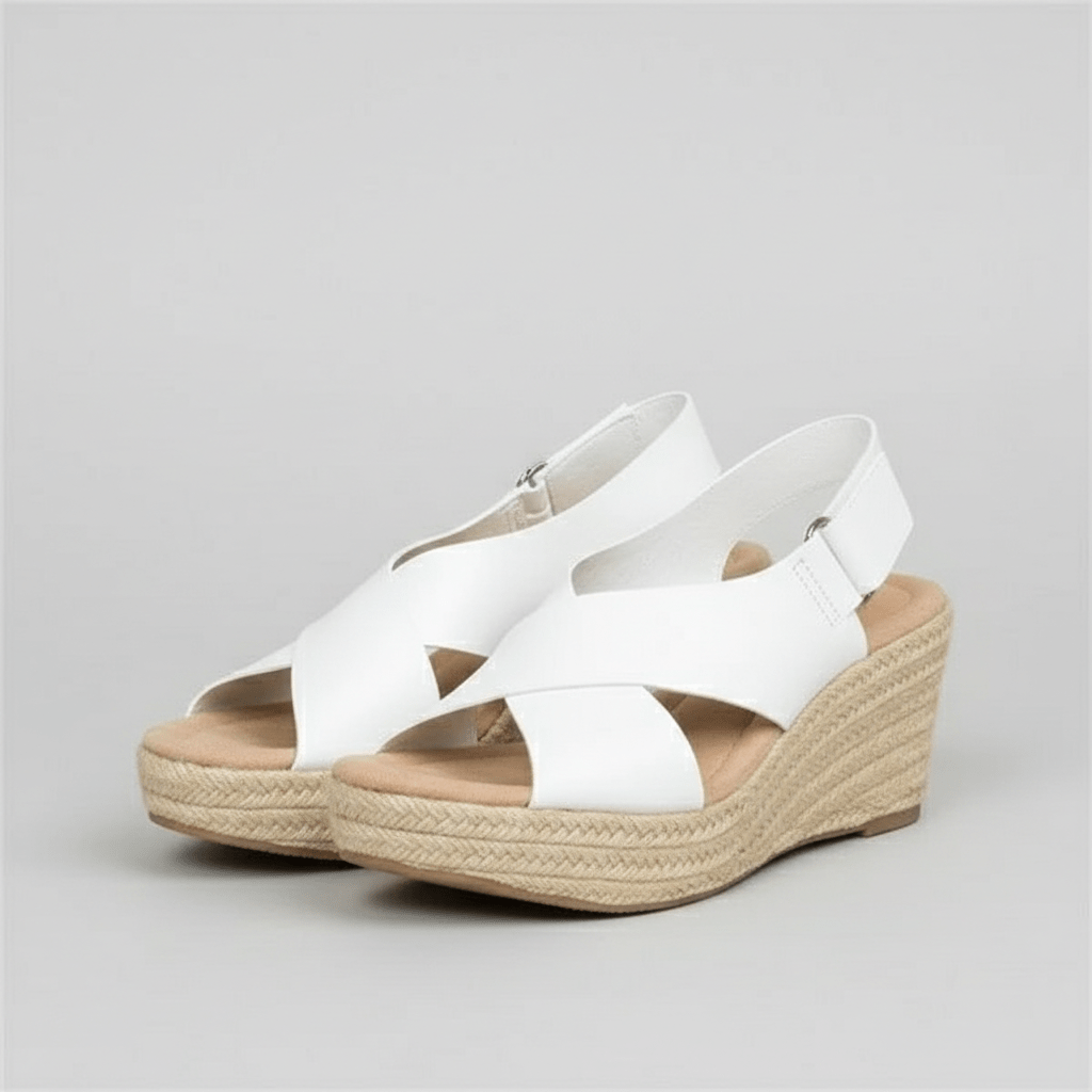 Comfortable Heel Espadrille Sandals with Cross Straps