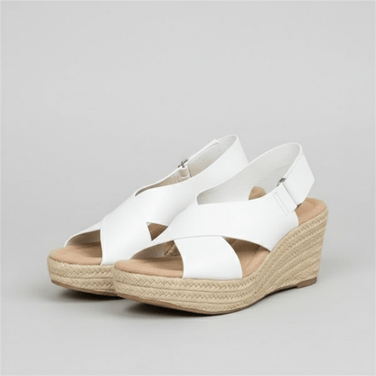 Comfortable Heel Espadrille Sandals with Cross Straps