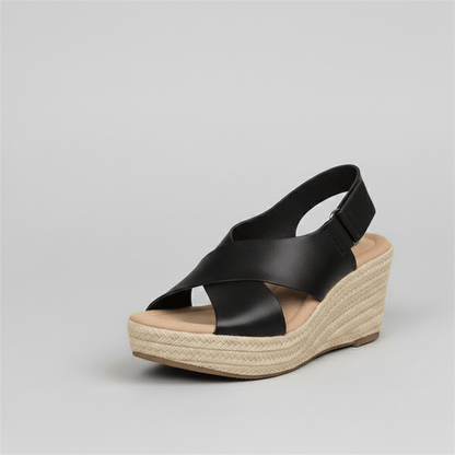 Comfortable Heel Espadrille Sandals with Cross Straps