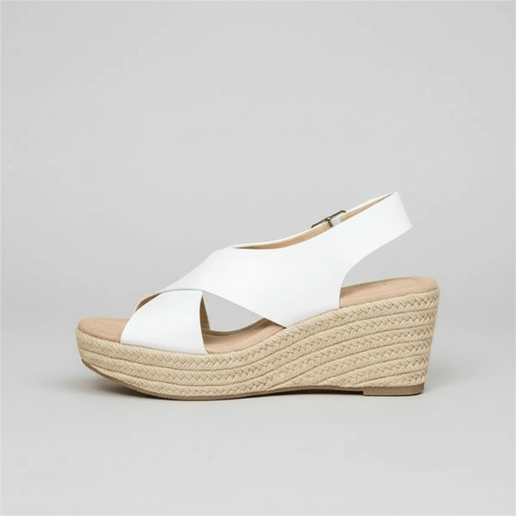 Comfortable Heel Espadrille Sandals with Cross Straps
