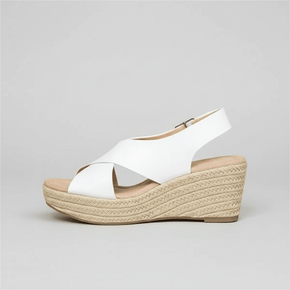 Comfortable Heel Espadrille Sandals with Cross Straps