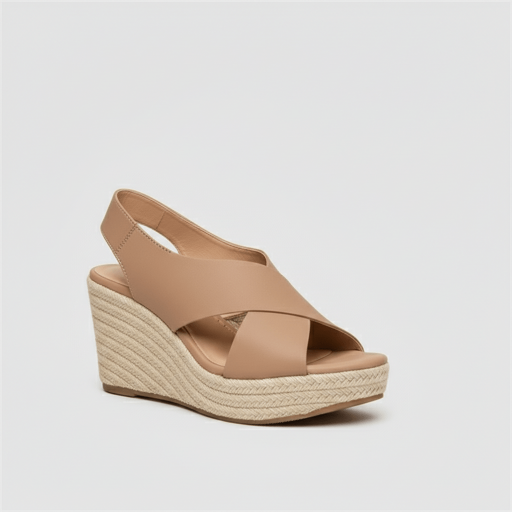 Comfortable Heel Espadrille Sandals with Cross Straps