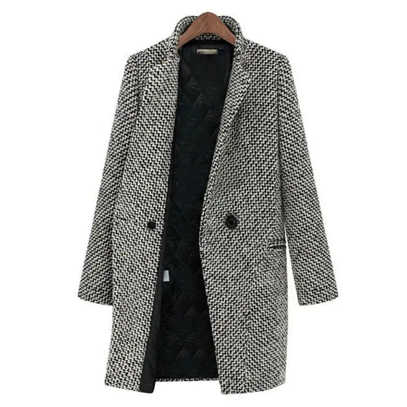 Classic Women's Houndstooth Wool Coat