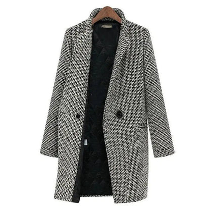 Classic Women's Houndstooth Wool Coat