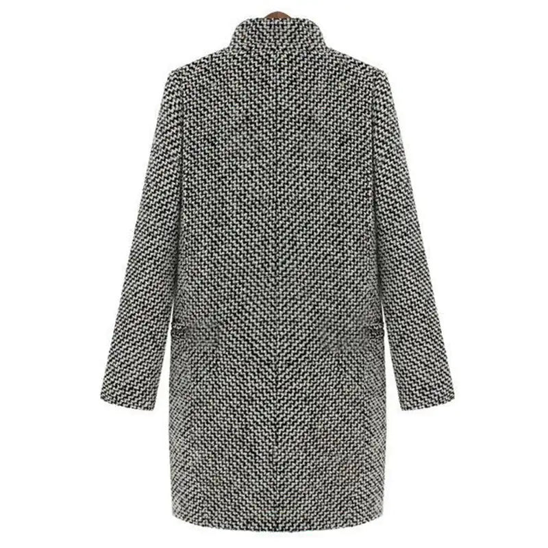Classic Women's Houndstooth Wool Coat