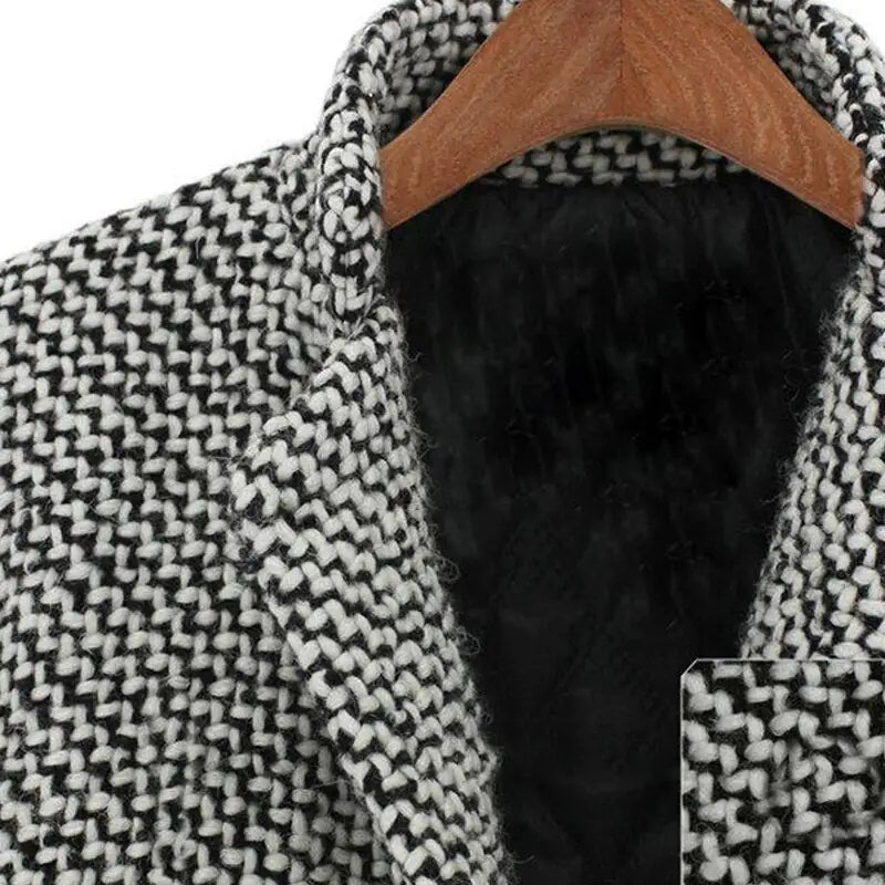 Classic Women's Houndstooth Wool Coat