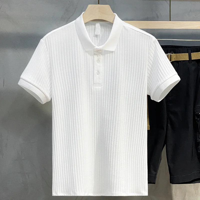 Timeless Mens Striped Polo Shirt – Retro Style Tops