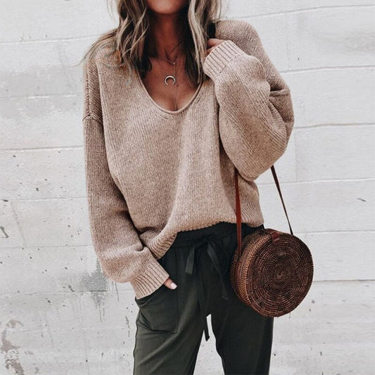 Cozy Oversized Crew Neck Wool Sweater - OutfitLondon