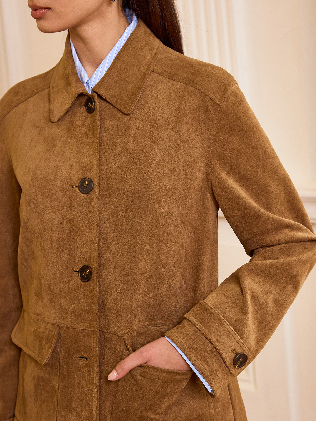 Women's Fitted Suede Office Jacket