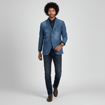 Classic Fit Denim Jacket with Button Front