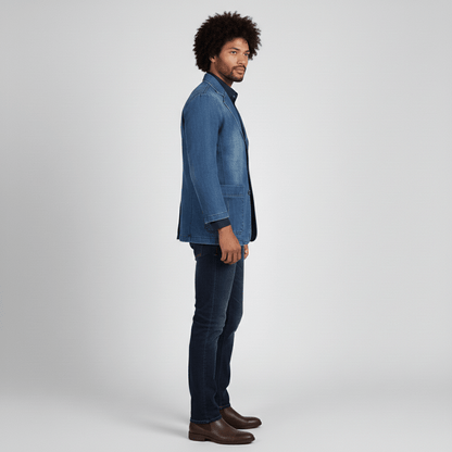 Classic Fit Denim Jacket with Button Front