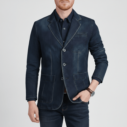 Classic Fit Denim Jacket with Button Front