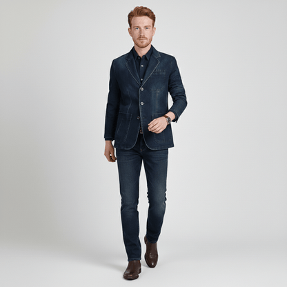 Classic Fit Denim Jacket with Button Front