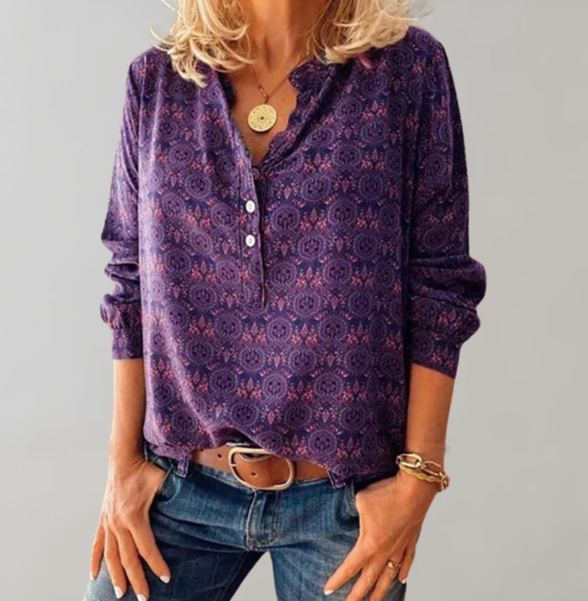 Classic Women's Long Sleeve Peasant Top