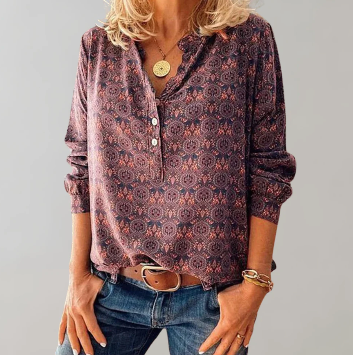 Classic Women's Long Sleeve Peasant Top