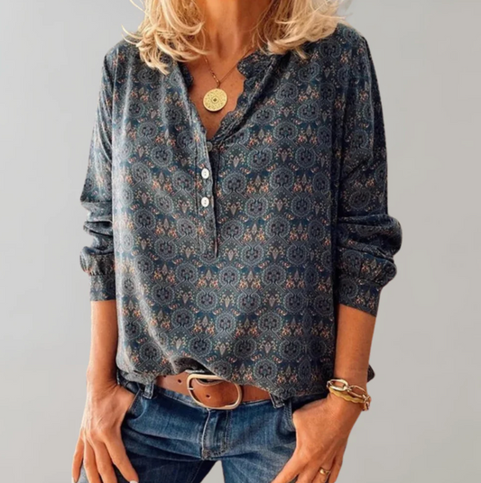 Classic Women's Long Sleeve Peasant Top - OutfitLondon
