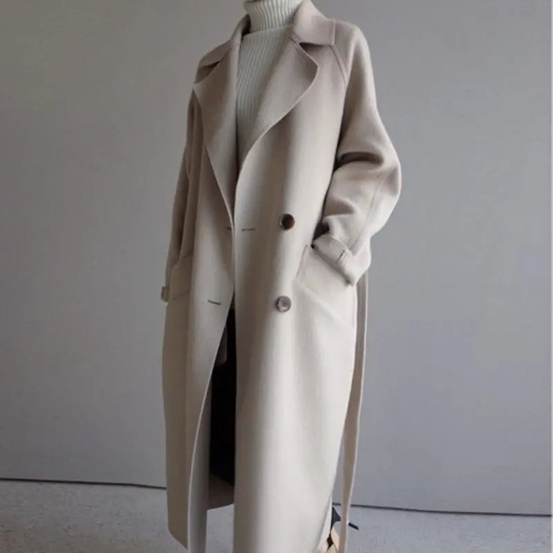 Women's Long Wool Coat - OutfitLondon