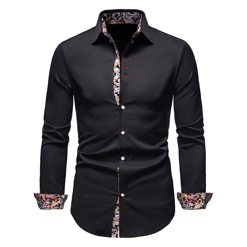 Aless Men's Paisley Dress Shirt White Cotton