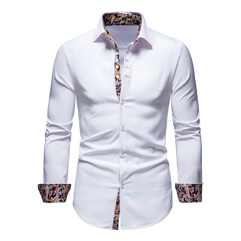 Aless Men's Paisley Dress Shirt White Cotton - OutfitLondon