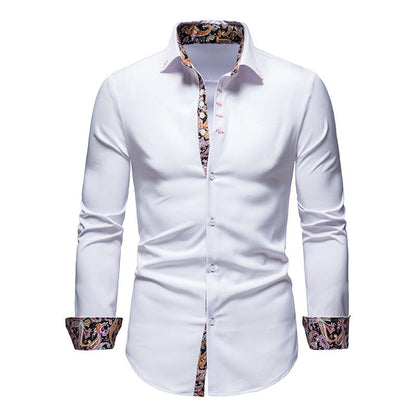 Aless Men's Paisley Dress Shirt White Cotton - OutfitLondon
